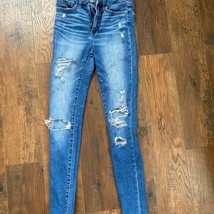 BKE Women's Distressed Skinny Jeans - Blue